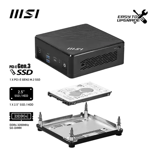 MSI Cubi N ADL-006DE Intel® N N200 4 GB DDR4-SDRAM 128 GB SSD Windows 11 Pro Mini
