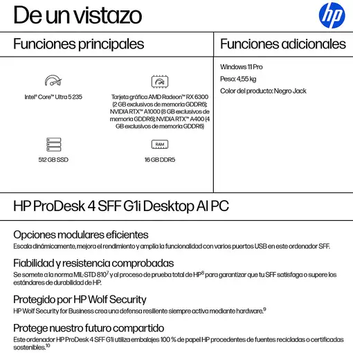 HP ProDesk 4 SFF G1i AI PC Intel Core Ultra 5 235 16 GB DDR5-SDRAM 512 GB SSD
