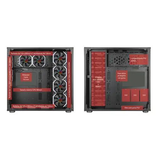 TALIUS Caja E-Atx gaming Avalon cristal templado 4fan USB 3.0