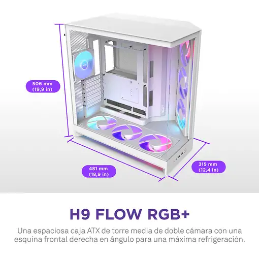 NZXT H9 Flow RGB+ Midi Tower Blanco