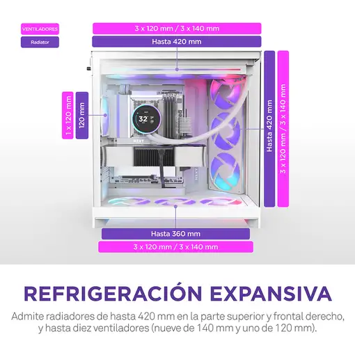 NZXT H9 Flow RGB+ Midi Tower Blanco