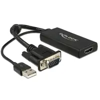 DeLOCK 0.25m VGA+USB2.0-A/HDMI 0,25 m VGA (D-Sub) + USB Negro DeLOCK 0.25m VGA+USB2.0-A/HDMI 0,25 m VGA (D-Sub) + USB Negro