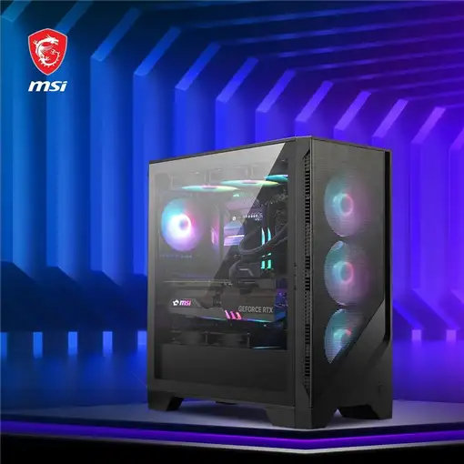 MSI MAG FORGE 321R AIRFLOW carcasa de ordenador Midi Tower Negro, Transparente
