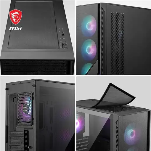 MSI MAG FORGE 321R AIRFLOW carcasa de ordenador Midi Tower Negro, Transparente