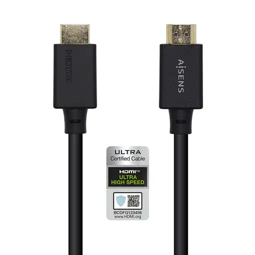 AISENS Cable HDMI V2.1 Ultra Alta Velocidad / HEC 8k@60Hz 48Gbps, A/M-A/M, Negro,