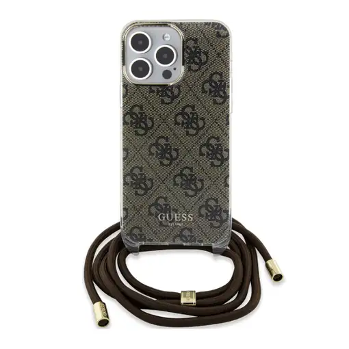 Funda Guess en Silicona diseño 4G con Cordón para iPhone 15 Pro Max color Marrón Funda Guess en Silicona diseño 4G con Cordón para iPhone 15 Pro Max color Marrón