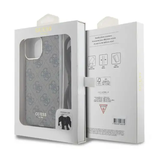 Funda Guess en Silicona diseño 4G con Cordón para iPhone 15 Pro Max color Marrón