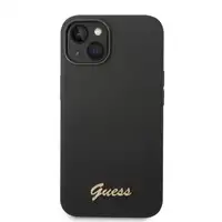 Funda Guess de Silicona para Apple iPhone 14 Plus Color Negro con logo dorado GUH