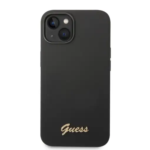 Funda Guess de Silicona para Apple iPhone 14 Plus Color Negro con logo dorado GUH