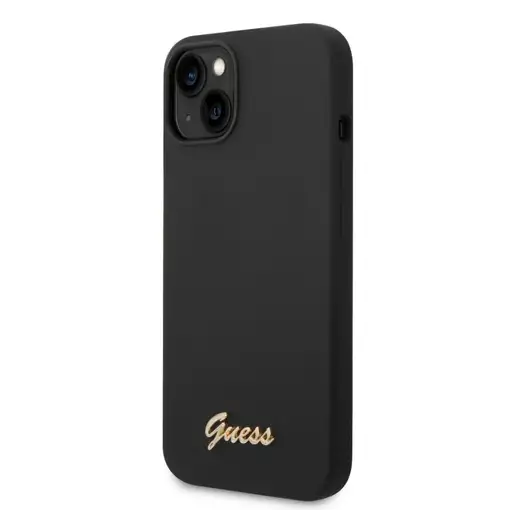 Funda Guess de Silicona para Apple iPhone 14 Plus Color Negro con logo dorado GUH