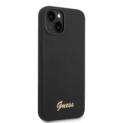 Funda Guess de Silicona para Apple iPhone 14 Plus Color Negro con logo dorado GUH
