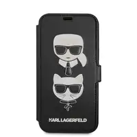 Funda Karl Lagerfeld de piel tipo Libro para iPhone 12 Mini Color Negro diseño ca