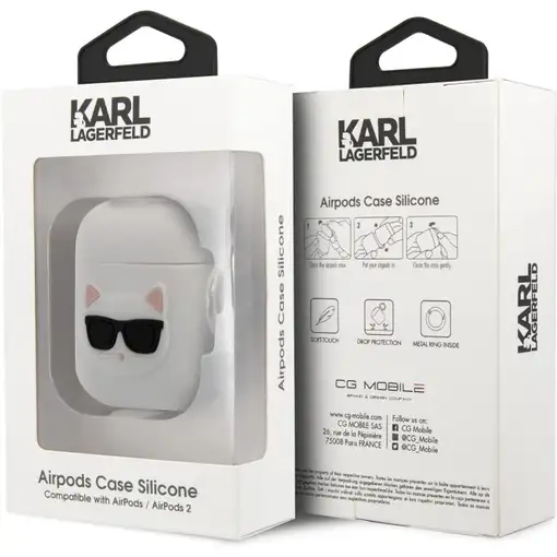 Funda Silicona Karl Lagerfeld diseño cara de Choupette para Apple Airpods 1 | Air