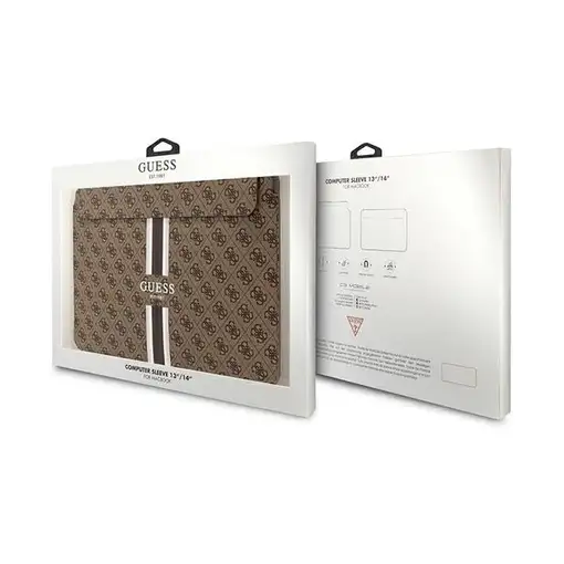 Funda Guess para portátil y tablet de 14" diseño 4G color Marrón estampado de Ray