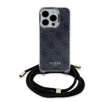 Funda Guess en Silicona diseño 4G con Cordón para iPhone 15 Pro color Negro GUHCP