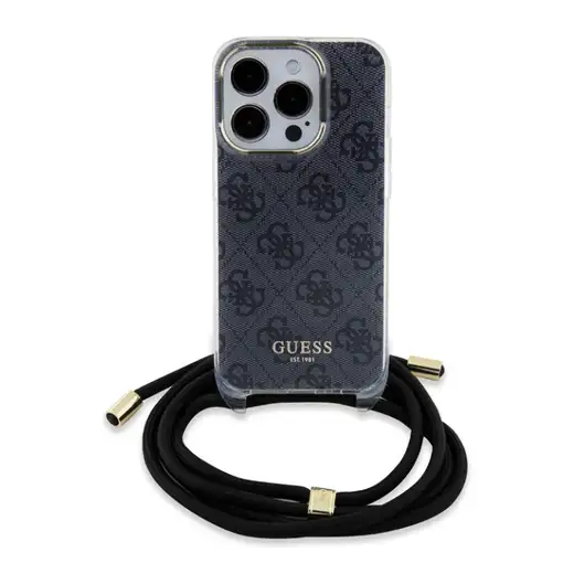 Funda Guess en Silicona diseño 4G con Cordón para iPhone 15 Pro color Negro GUHCP Funda Guess en Silicona diseño 4G con Cordón para iPhone 15 Pro color Negro GUHCP