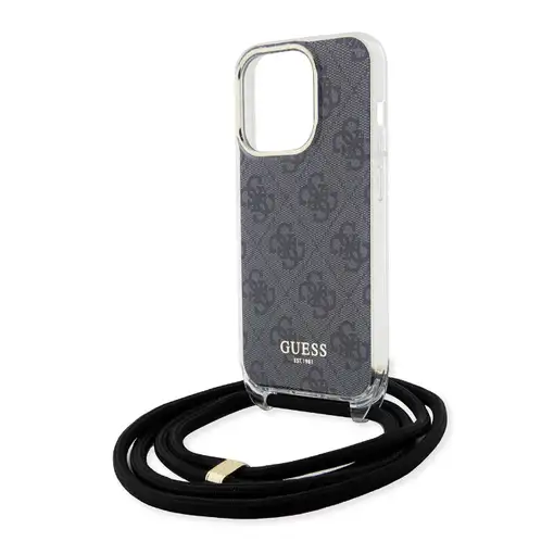 Funda Guess en Silicona diseño 4G con Cordón para iPhone 15 Pro color Negro GUHCP