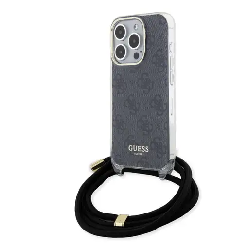 Funda Guess en Silicona diseño 4G con Cordón para iPhone 15 Pro color Negro GUHCP