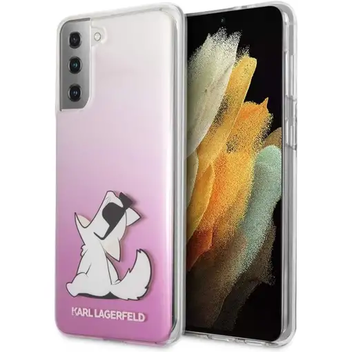 Funda Rígida Karl Lagerfeld diseño Choupette para Samsung Galaxy S21 Plus Rosa KL