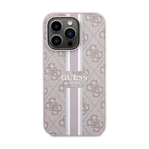 Funda Rígida Guess diseño 4G para Apple iPhone 15 Pro Color Rosa Franjas Vertical