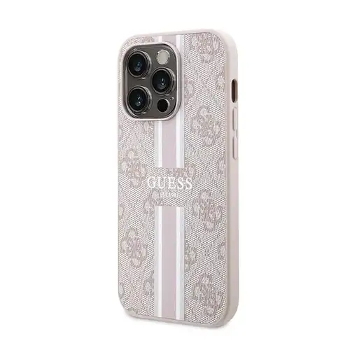 Funda Rígida Guess diseño 4G para Apple iPhone 15 Pro Color Rosa Franjas Vertical
