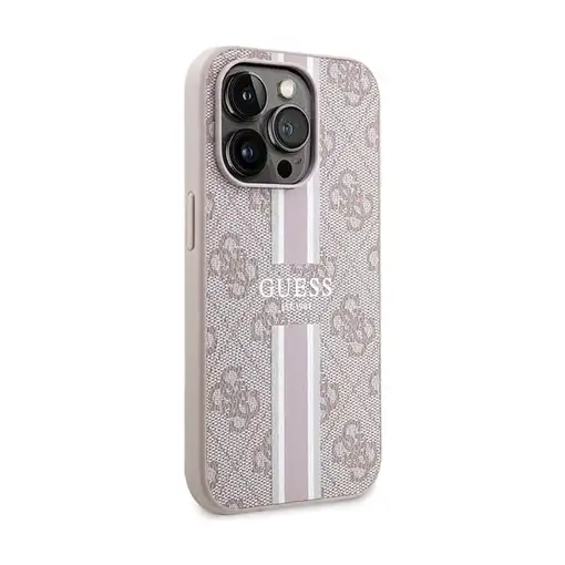 Funda Rígida Guess diseño 4G para Apple iPhone 15 Pro Color Rosa Franjas Vertical