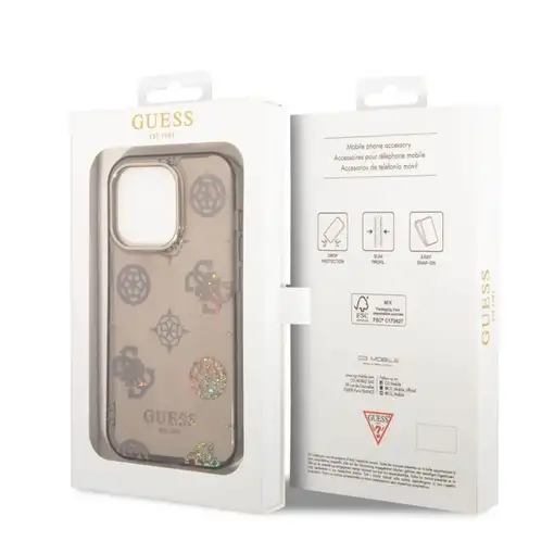Funda Guess Rígida Translúcida con Peonías Brillantes para Apple iPhone 14 Pro Ma