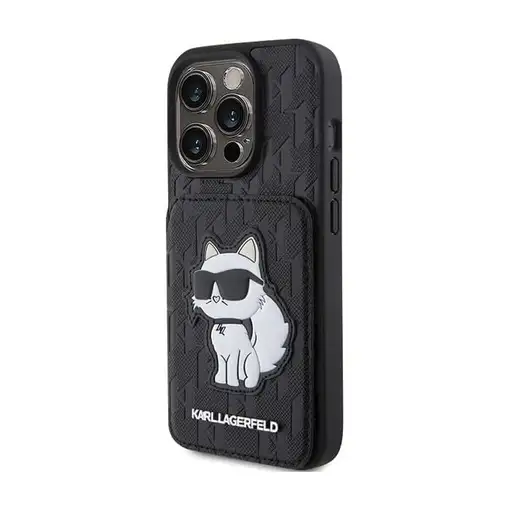 Funda Karl Lagerfeld para Apple iPhone 15 Pro Color Negro Modelo Saffiano Cardslo