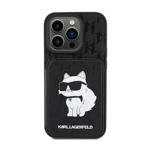 Funda Karl Lagerfeld para Apple iPhone 15 Pro Color Negro Modelo Saffiano Cardslo