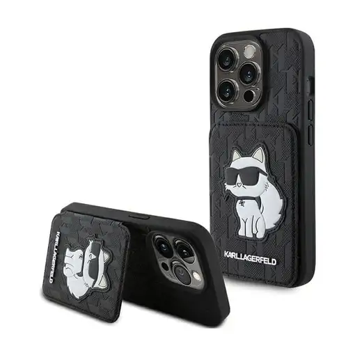 Funda Karl Lagerfeld para Apple iPhone 15 Pro Color Negro Modelo Saffiano Cardslo