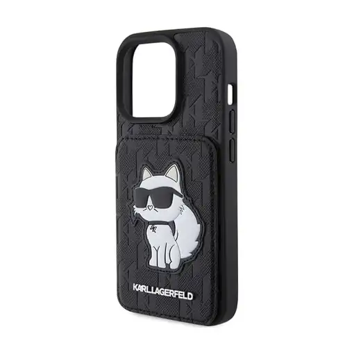 Funda Karl Lagerfeld para Apple iPhone 15 Pro Color Negro Modelo Saffiano Cardslo