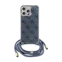 Funda Guess en Silicona diseño 4G con Cordón para iPhone 15 Pro color Azul GUHCP1