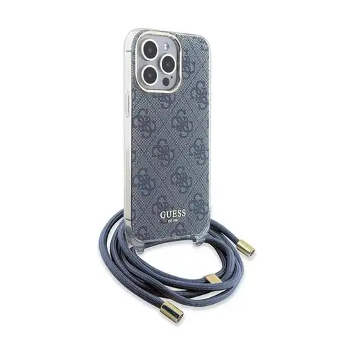 Funda Guess en Silicona diseño 4G con Cordón para iPhone 15 Pro color Azul GUHCP1