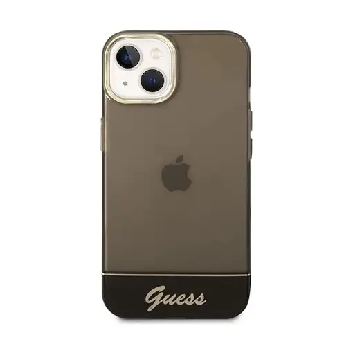 Funda Guess Rígida Translúcida para Apple iPhone 14 Color Negro con logo dorado G