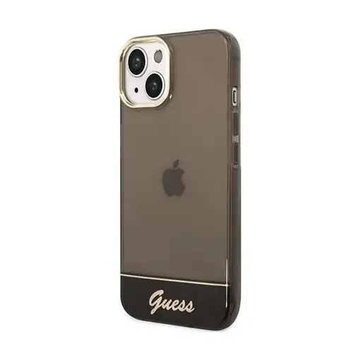Funda Guess Rígida Translúcida para Apple iPhone 14 Color Negro con logo dorado G