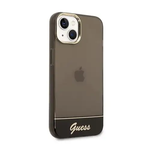 Funda Guess Rígida Translúcida para Apple iPhone 14 Color Negro con logo dorado G