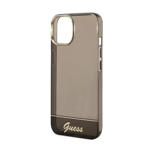 Funda Guess Rígida Translúcida para Apple iPhone 14 Color Negro con logo dorado G