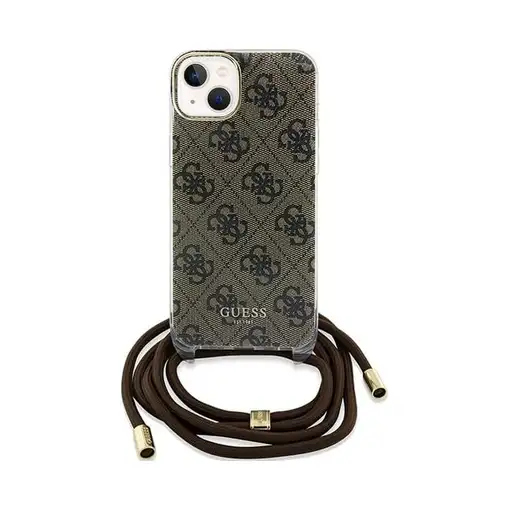 Funda Guess en Silicona diseño 4G con Cordón para iPhone 15 | 14 | 13 color Marró