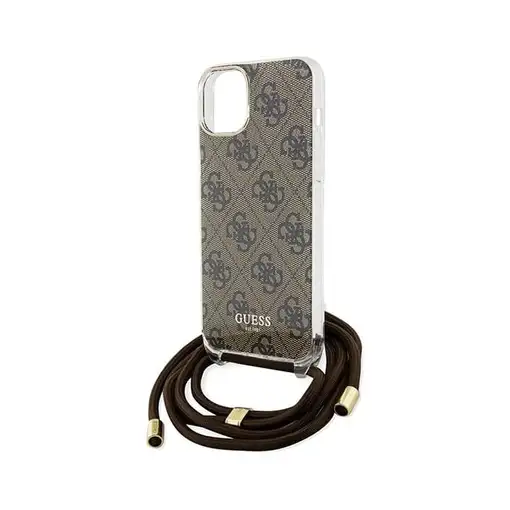Funda Guess en Silicona diseño 4G con Cordón para iPhone 15 | 14 | 13 color Marró