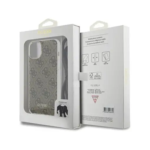 Funda Guess en Silicona diseño 4G con Cordón para iPhone 15 | 14 | 13 color Marró