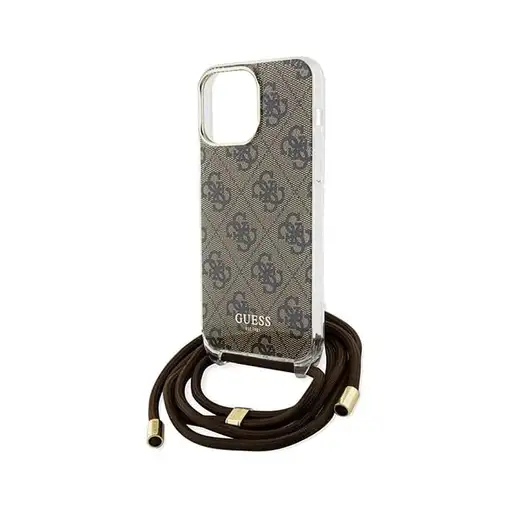 Funda Guess en Silicona diseño 4G con Cordón para iPhone 15 Pro color Marrón GUHC