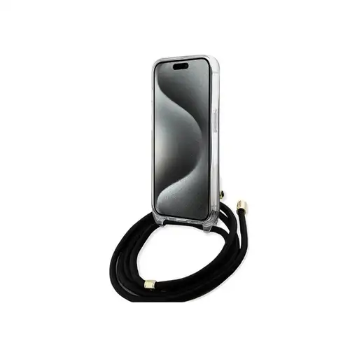 Funda Guess en Silicona diseño 4G con Cordón para iPhone 15 Pro Max color Negro G