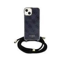 Funda Guess en Silicona diseño 4G con Cordón para iPhone 15 | 14 | 13 color Negro