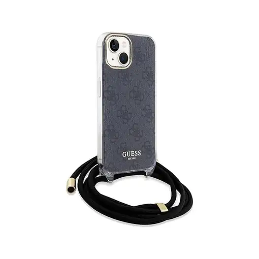 Funda Guess en Silicona diseño 4G con Cordón para iPhone 15 | 14 | 13 color Negro