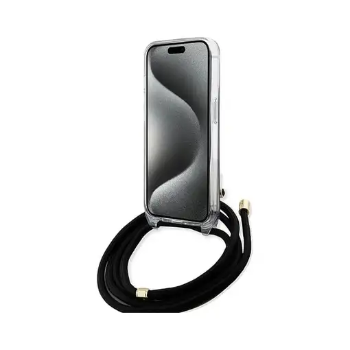 Funda Guess en Silicona diseño 4G con Cordón para iPhone 15 | 14 | 13 color Negro