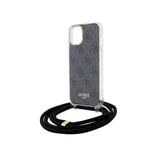 Funda Guess en Silicona diseño 4G con Cordón para iPhone 15 | 14 | 13 color Negro