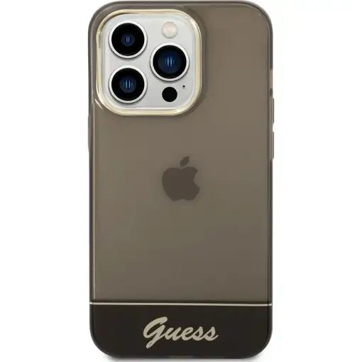 Funda Guess Rígida Translúcida para Apple iPhone 14 Pro Color Negro con logo dora