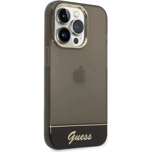 Funda Guess Rígida Translúcida para Apple iPhone 14 Pro Color Negro con logo dora