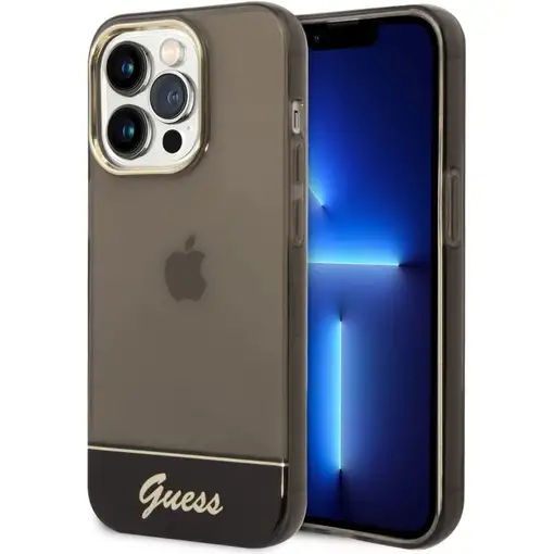 Funda Guess Rígida Translúcida para Apple iPhone 14 Pro Color Negro con logo dora