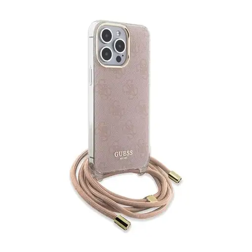 Funda Guess en Silicona diseño 4G con Cordón para iPhone 15 Pro color Rosa GUHCP1